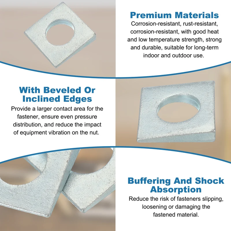 4 Pcs M20 Beveled Square Washers Thickness 3 to 9.3mm Galvanized Wedge Washers