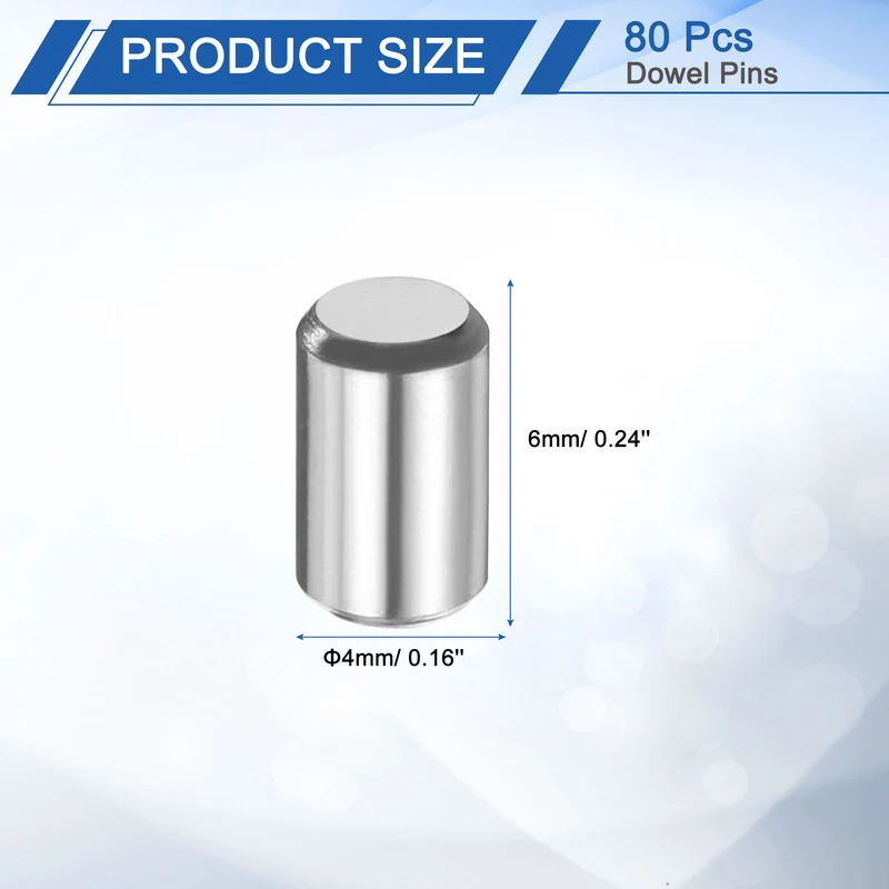 80 Pcs 4 mm x 6 mm Dowel Pins 316L Stainless Steel Shelf Support Peg Pin