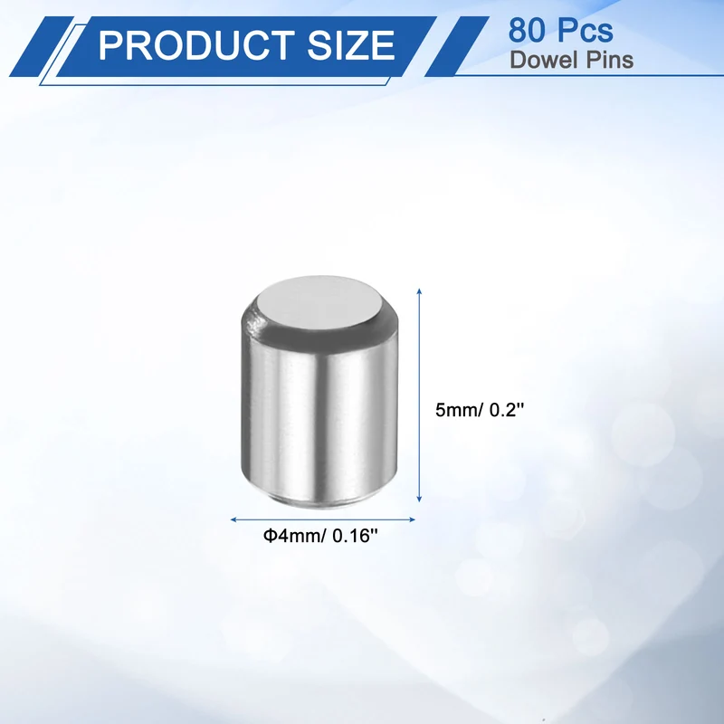 80 Pcs 4 mm x 5 mm Dowel Pins 316L Stainless Steel Shelf Support Peg Pin