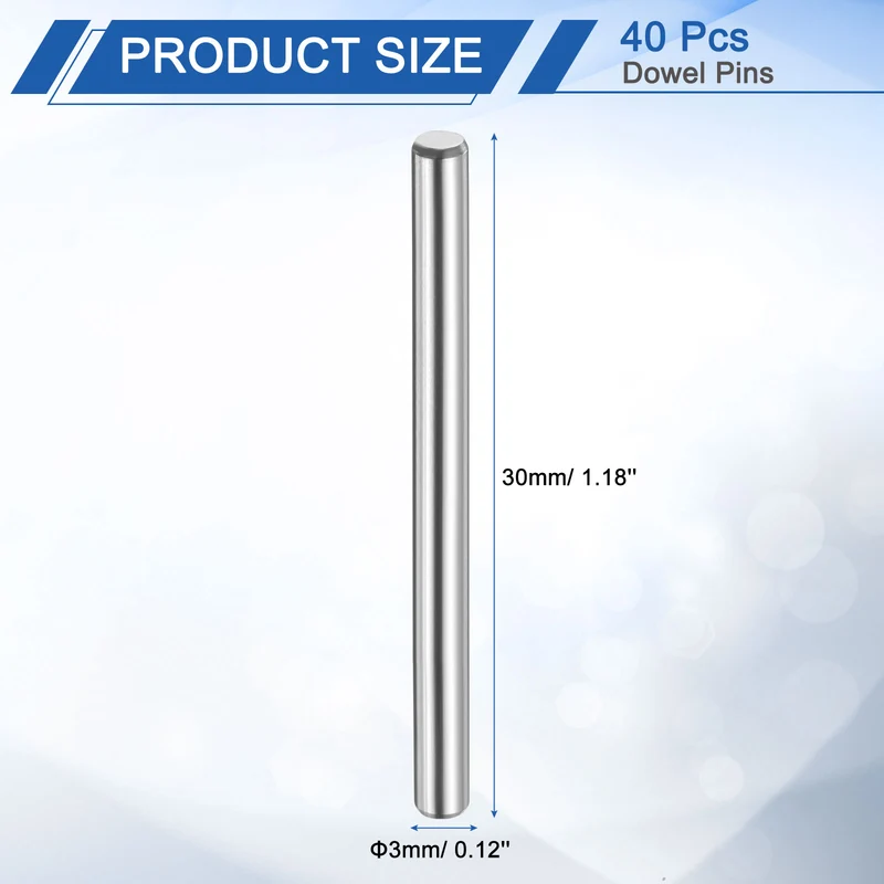 40 Pcs 3 mm x 30 mm Dowel Pins 316L Stainless Steel Shelf Support Peg Pin