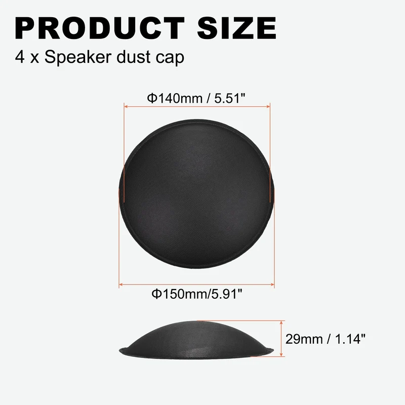 4pcs Speaker Dust Cap 150mm/5.91" OD Voice Coil Repair Replacement