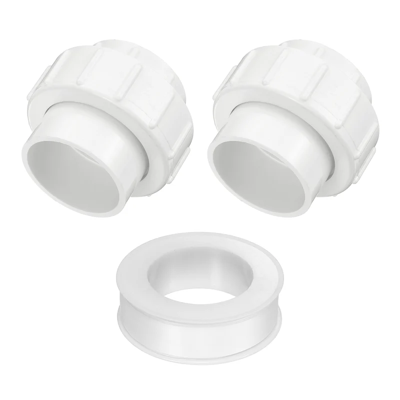 2Pcs 50mm(1-1/2") PVC-Union Coupling Pipe Fitting Slip Joint Adapter, White