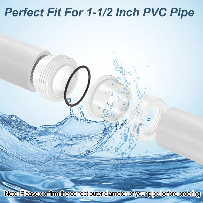 2Pcs 50mm(1-1/2") PVC-Union Coupling Pipe Fitting Slip Joint Adapter, White