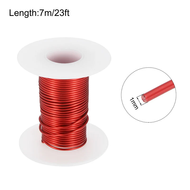 1mm Magnet Wire 23ft Enameled Magnet Winding Copper Wire 50g,Red