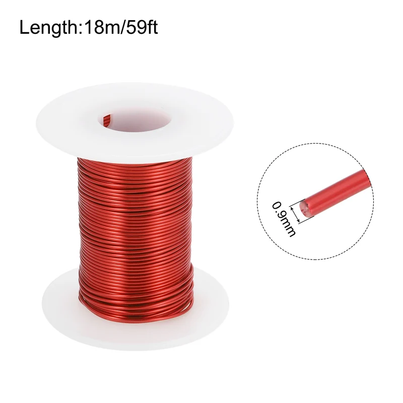 0.9mm Magnet Wire 59ft Enameled Magnet Winding Copper Wire 100g,Red