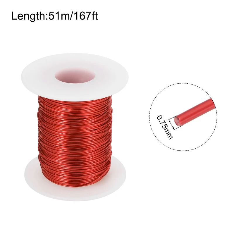 0.75mm Magnet Wire 167ft Enameled Magnet Winding Copper Wire 200g,Red