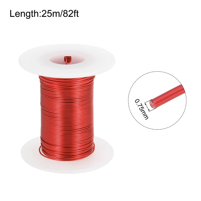 0.75mm Magnet Wire 82ft Enameled Magnet Winding Copper Wire 100g,Red
