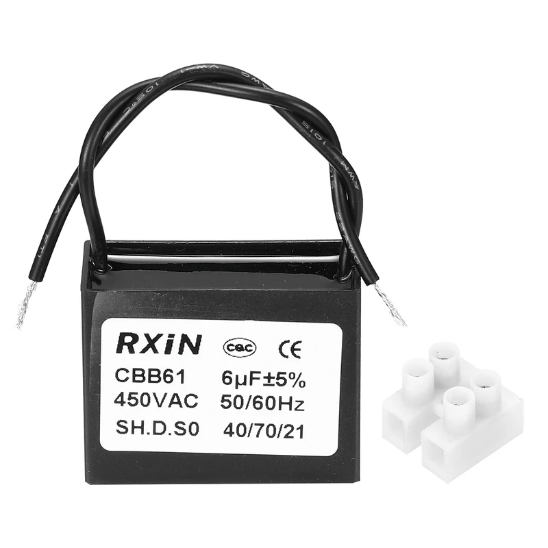 CBB61 Capacitor, 6uF 450V Plastic Ceiling Fan Capacitor
