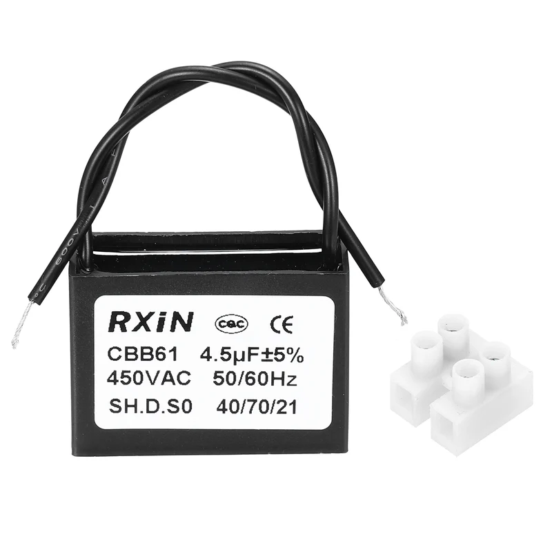 CBB61 Capacitor, 4.5uF 450V Plastic Ceiling Fan Capacitor