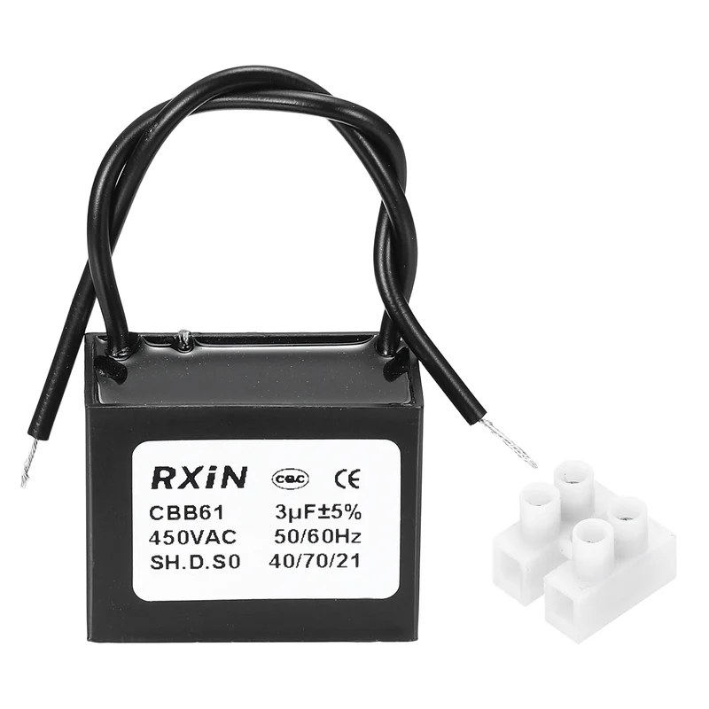 CBB61 Capacitor, 3uF 450V Plastic Ceiling Fan Capacitor