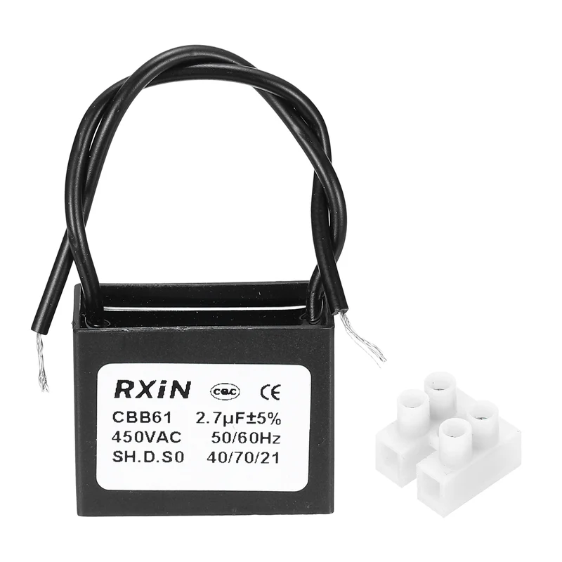 CBB61 Capacitor, 2.7uF 450V Plastic Ceiling Fan Capacitor