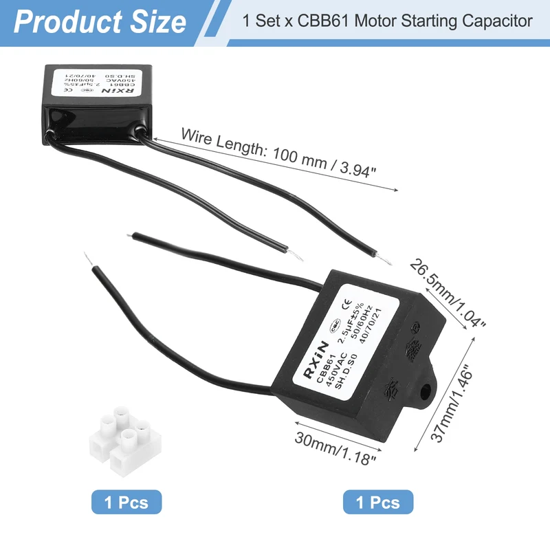 CBB61 Capacitor, 2.5uF 450V Plastic Ceiling Fan Capacitor