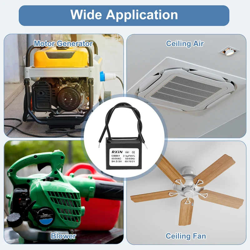CBB61 Capacitor, 2.5uF 450V Plastic Ceiling Fan Capacitor