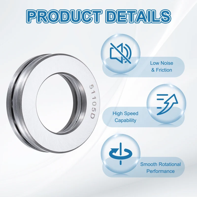 51105D Thrust Ball Bearing, Axial Ball Bearing 24.5x42x10.5mm 4Pcs