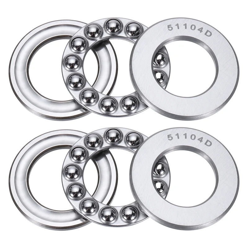 51104D Thrust Ball Bearing, Axial Ball Bearing 19.5x30x10mm 2Pcs