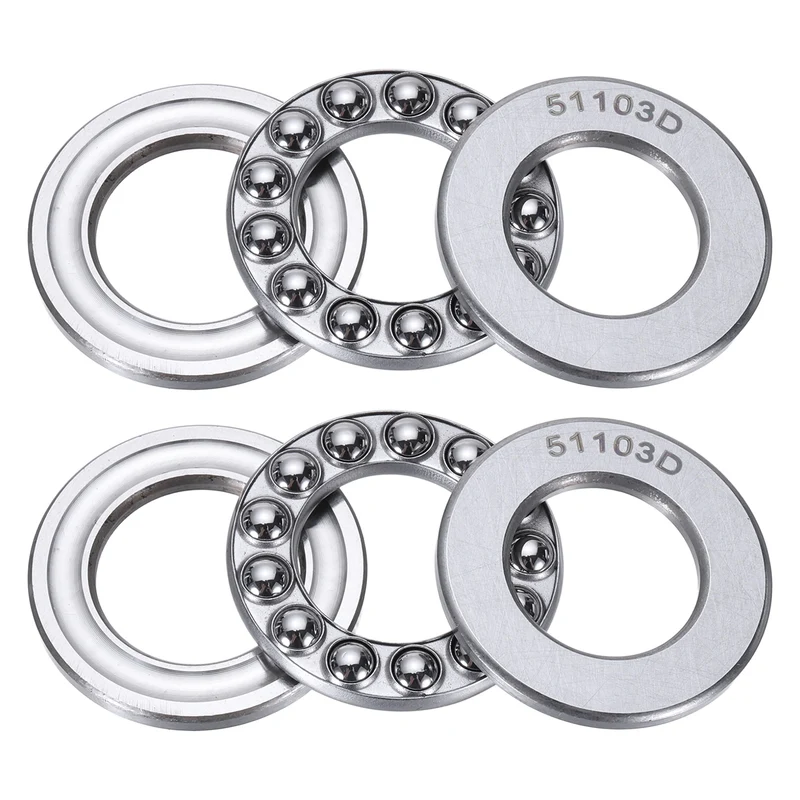51103D Thrust Ball Bearing, Axial Ball Bearing 16.5x30x9mm 2Pcs
