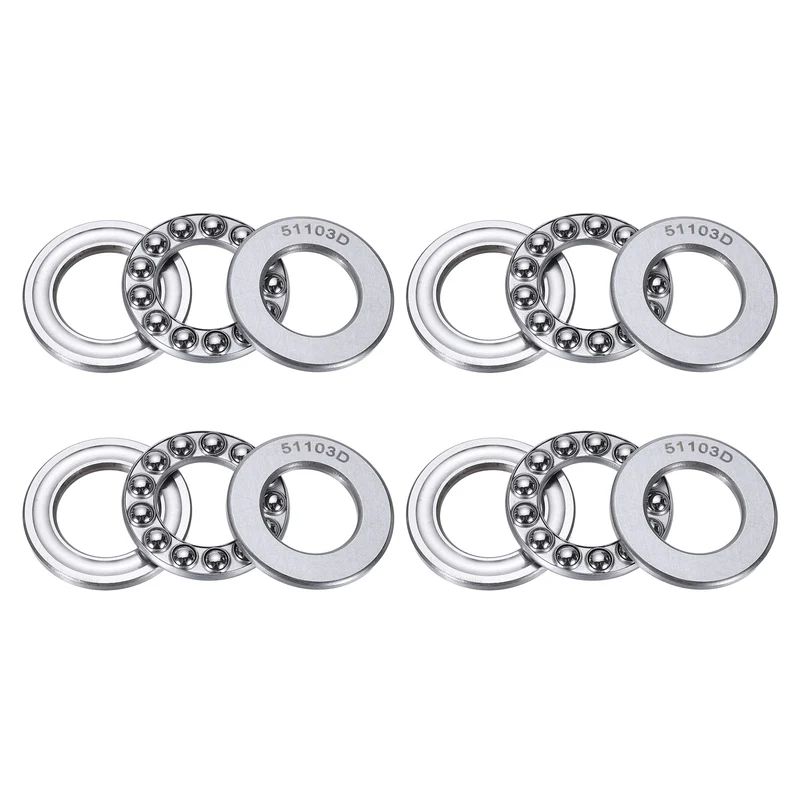 51103D Thrust Ball Bearing, Axial Ball Bearing 16.5x30x9mm 4Pcs