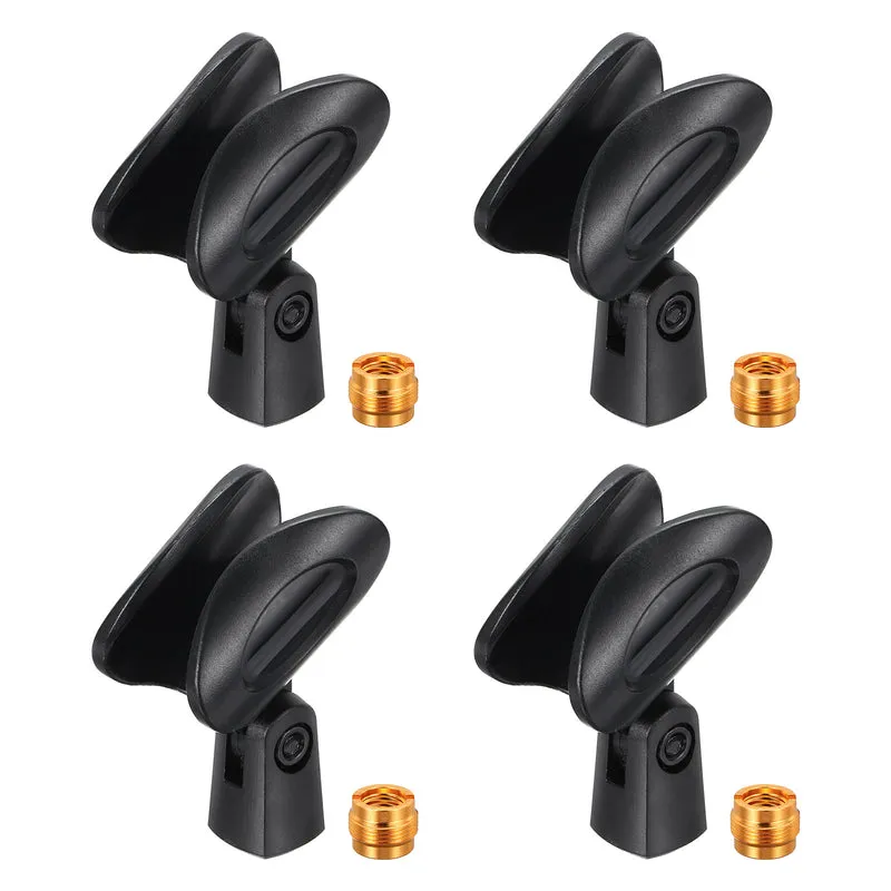 4Pcs Solid Round Microphone Clip with 5/8" Male to 3/8" Female Screw Adapter