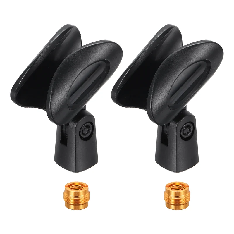 2Pcs Solid Round Microphone Clip with 5/8" Male to 3/8" Female Screw Adapter