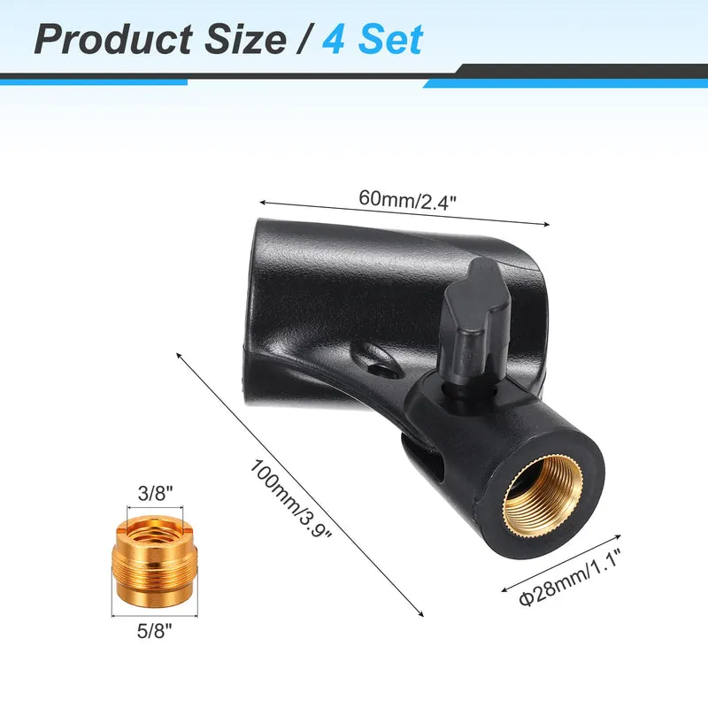 4Pcs U-Type Microphone Clip with 5/8" Male to 3/8" Female Screw Adapter