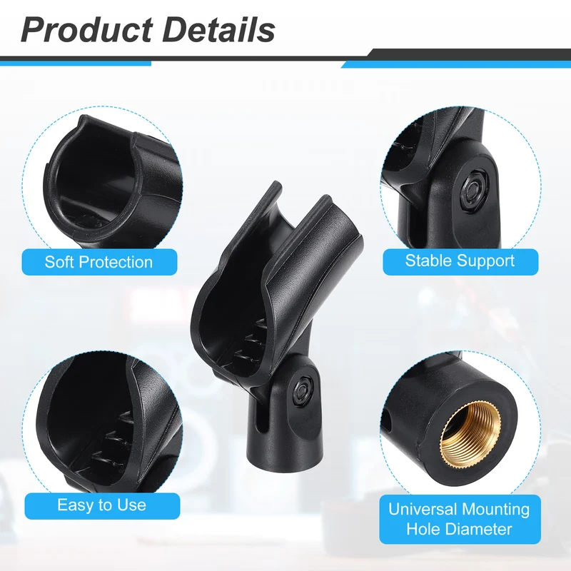 4Pcs U-Type Microphone Clip with 5/8" Male to 3/8" Female Screw Adapter
