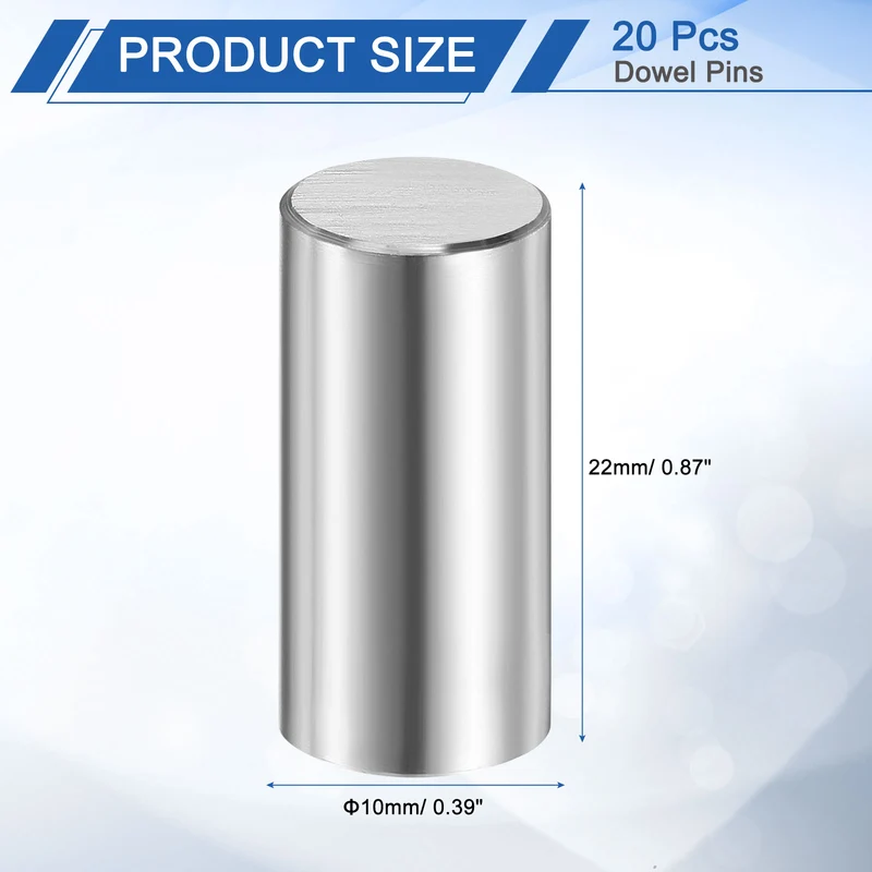 20 Pcs 10 mm x 22 mm Dowel Pins 316L Stainless Steel Shelf Support Peg Pin