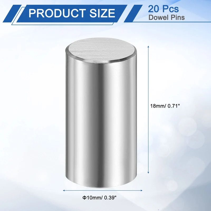 20 Pcs 10 mm x 18 mm Dowel Pins 316L Stainless Steel Shelf Support Peg Pin