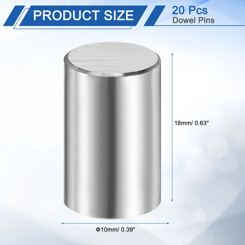 20 Pcs 10 mm x 16 mm Dowel Pins 316L Stainless Steel Shelf Support Peg Pin
