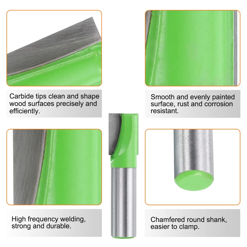 Bottom Cleaning Router Bit 1/2" Shank 19/32" x 25/32" Cut Carbide Tipped