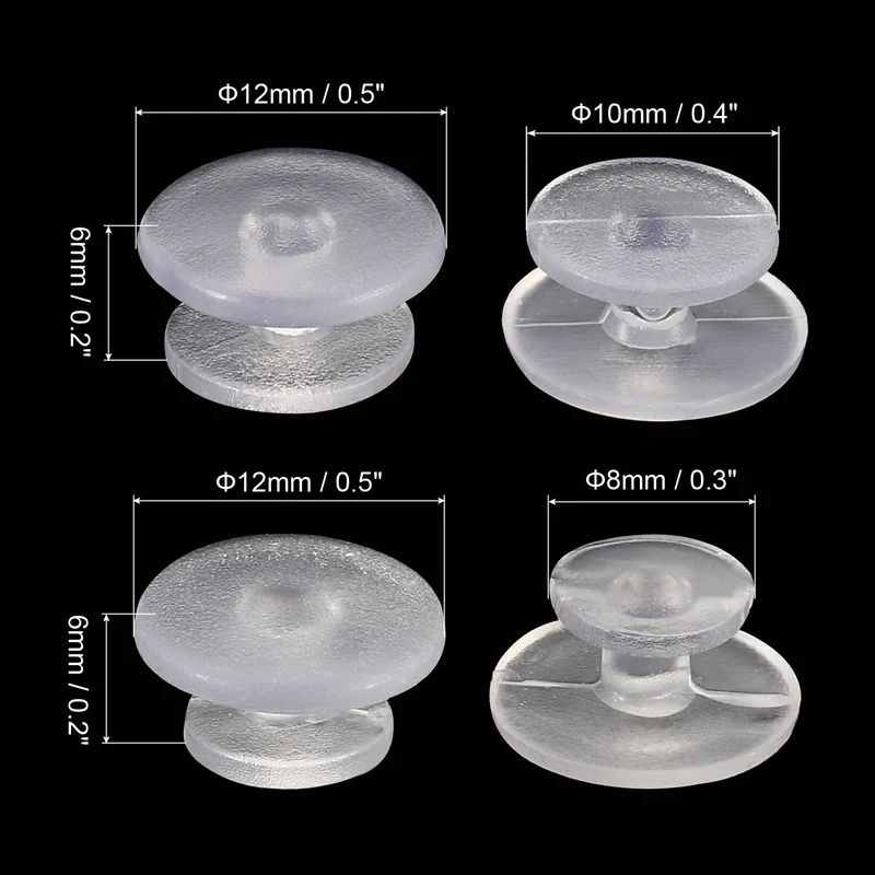 Plastic Button Charm, 100 Pack Combo Size Buckle Button Accessories Backs Wristband Shoe Charm Decoration for DIY Ornaments, Transparent