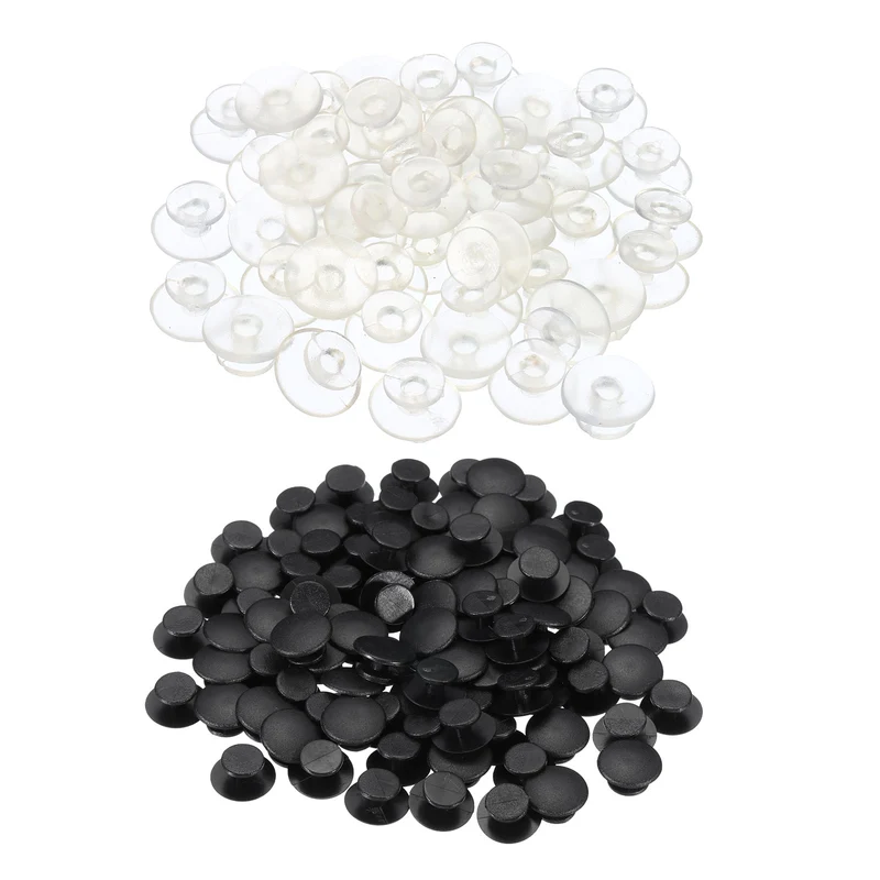 Plastic Button Charm, 100 Pack 12 x 8mm Dia Buckle Button Accessories Backs Wristband Shoe Charm Decoration for DIY Ornaments, Transparent Black