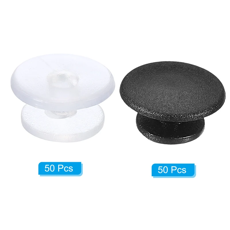Plastic Button Charm, 100 Pack 12 x 8mm Dia Buckle Button Accessories Backs Wristband Shoe Charm Decoration for DIY Ornaments, Transparent Black