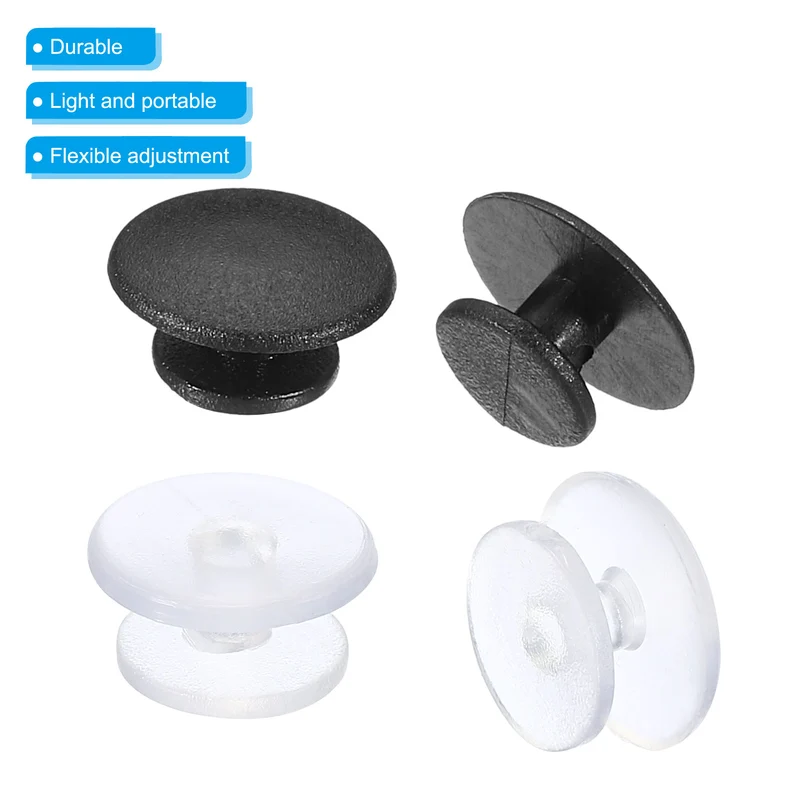 Plastic Button Charm, 100 Pack 12 x 8mm Dia Buckle Button Accessories Backs Wristband Shoe Charm Decoration for DIY Ornaments, Transparent Black