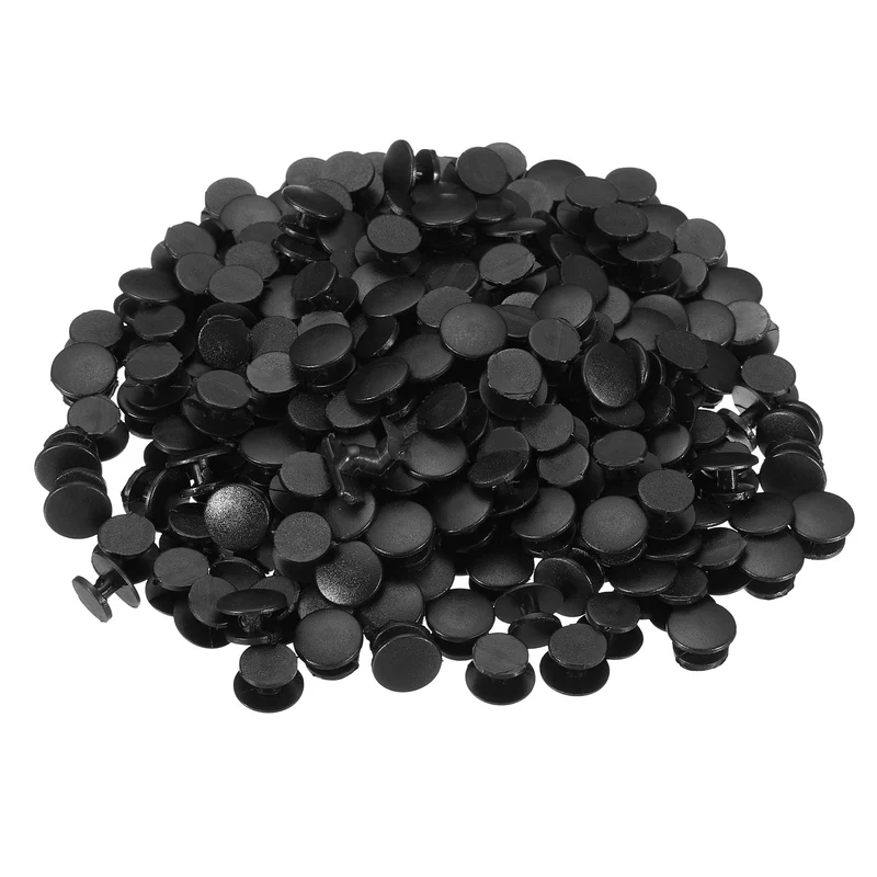 Plastic Button Charm, 250 Pack 10 x 8mm Dia Buckle Button Accessories Backs Wristband Shoe Charm Decoration for DIY Ornaments, Black