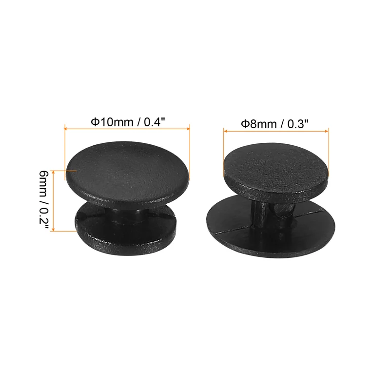 Plastic Button Charm, 250 Pack 10 x 8mm Dia Buckle Button Accessories Backs Wristband Shoe Charm Decoration for DIY Ornaments, Black