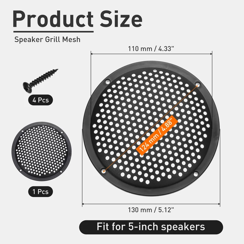5 Inch Speaker Grill Cover Subwoofer Protector Dust Cover Black