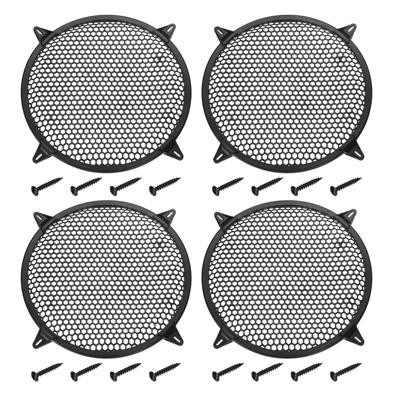 4 Pcs 12 Inch Speaker Grill Plastic Subwoofer Mesh Cover Black