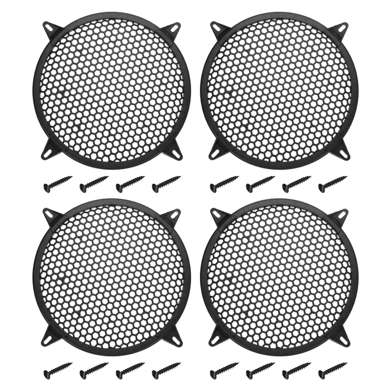 4 Pcs 10 Inch Speaker Grill Plastic Subwoofer Mesh Cover Black