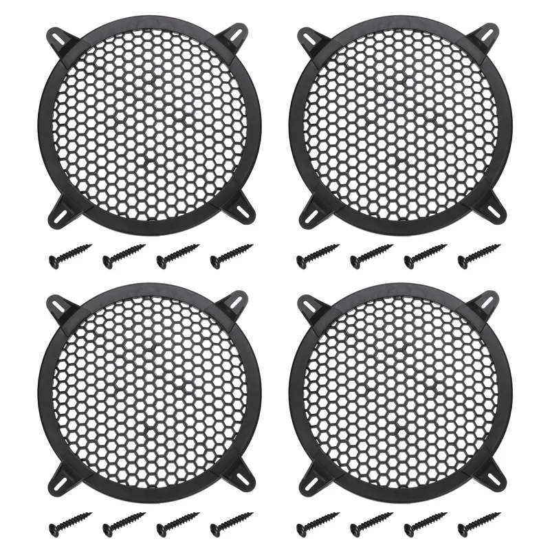 4 Pcs 8 Inch Speaker Grill Plastic Subwoofer Mesh Cover Black
