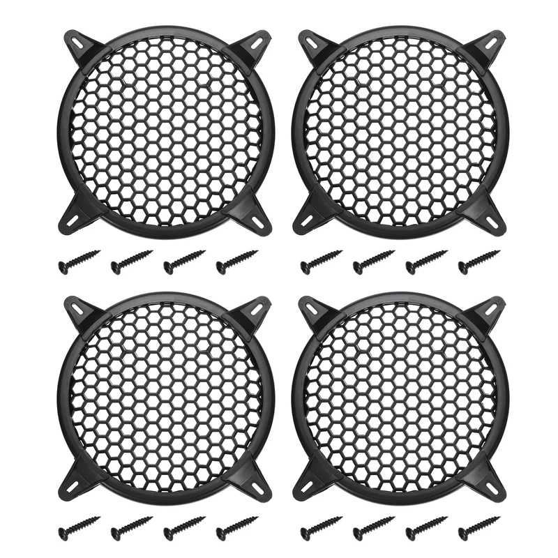 4 Pcs 6 Inch Speaker Grill Plastic Subwoofer Mesh Cover Black