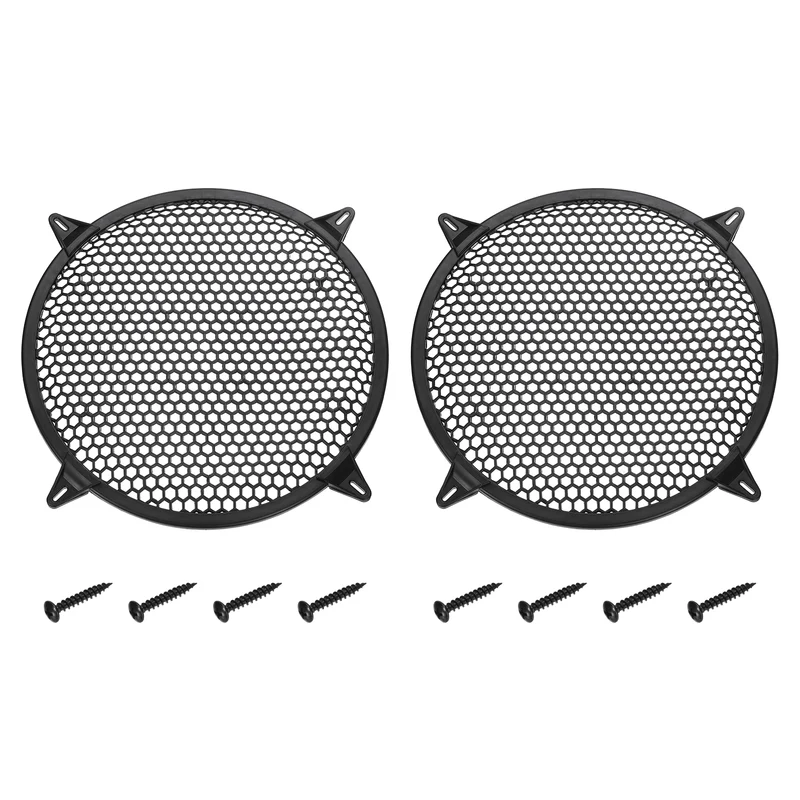 2 Pcs 12 Inch Speaker Grill Plastic Subwoofer Mesh Cover Black