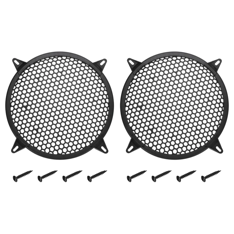 2 Pcs 10 Inch Speaker Grill Plastic Subwoofer Mesh Cover Black