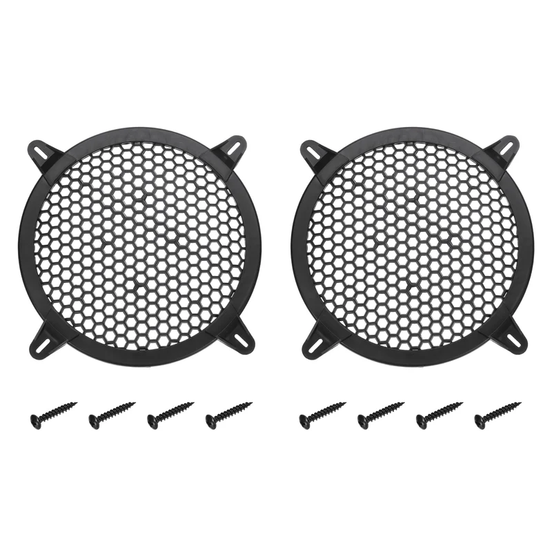 2 Pcs 8 Inch Speaker Grill Plastic Subwoofer Mesh Cover Black