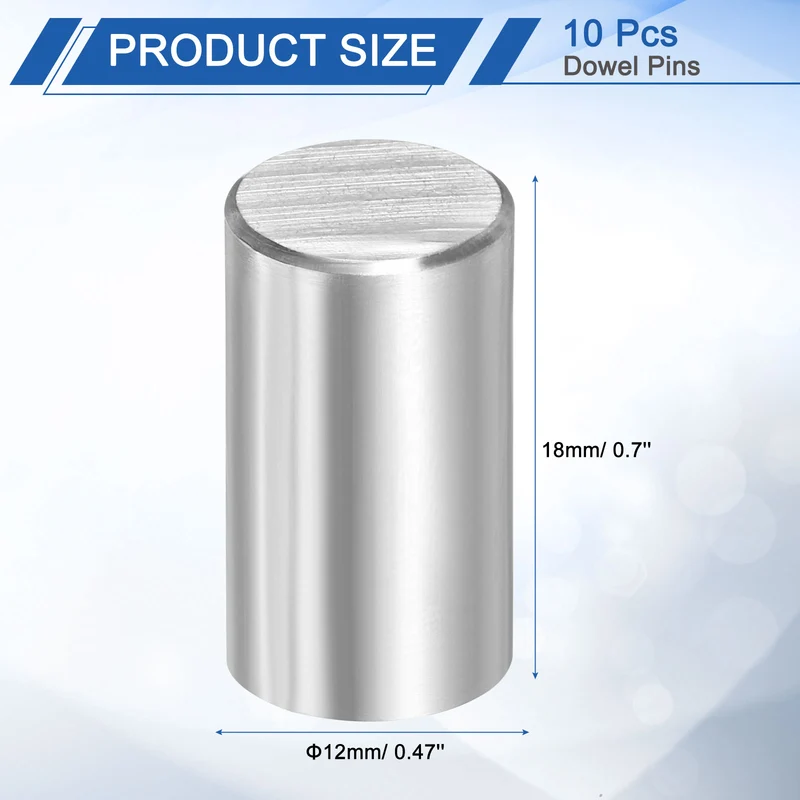 10 Pcs 12 mm x 18 mm Dowel Pins, 316L Stainless Steel Shelf Support Peg Pin
