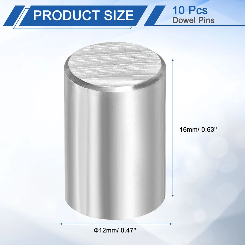 10Pcs 12 mm x 16 mm Dowel Pins 316L Stainless Steel Shelf Support Peg Pin