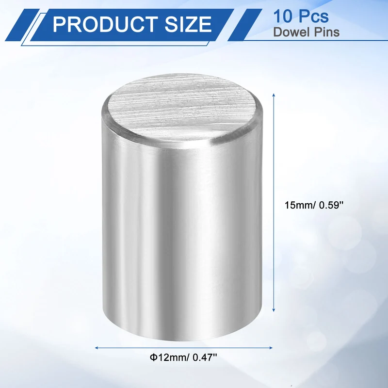 10 Pcs 12 mm x 15 mm Dowel Pins, 316L Stainless Steel Shelf Support Peg Pin