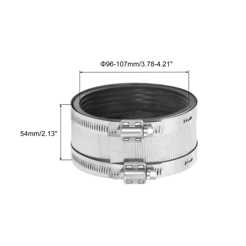 Hose Clamp, 96-107mm Stainless Steel Pipe Connector for PVC and Metal Pipes