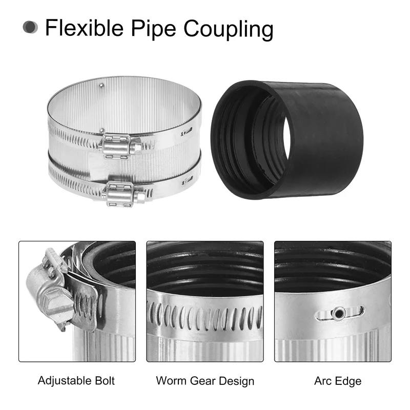 Hose Clamp, 96-107mm Stainless Steel Pipe Connector for PVC and Metal Pipes