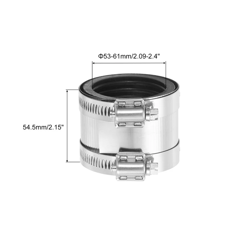 Hose Clamp, 53-61mm Stainless Steel Pipe Connector for PVC and Metal Pipes