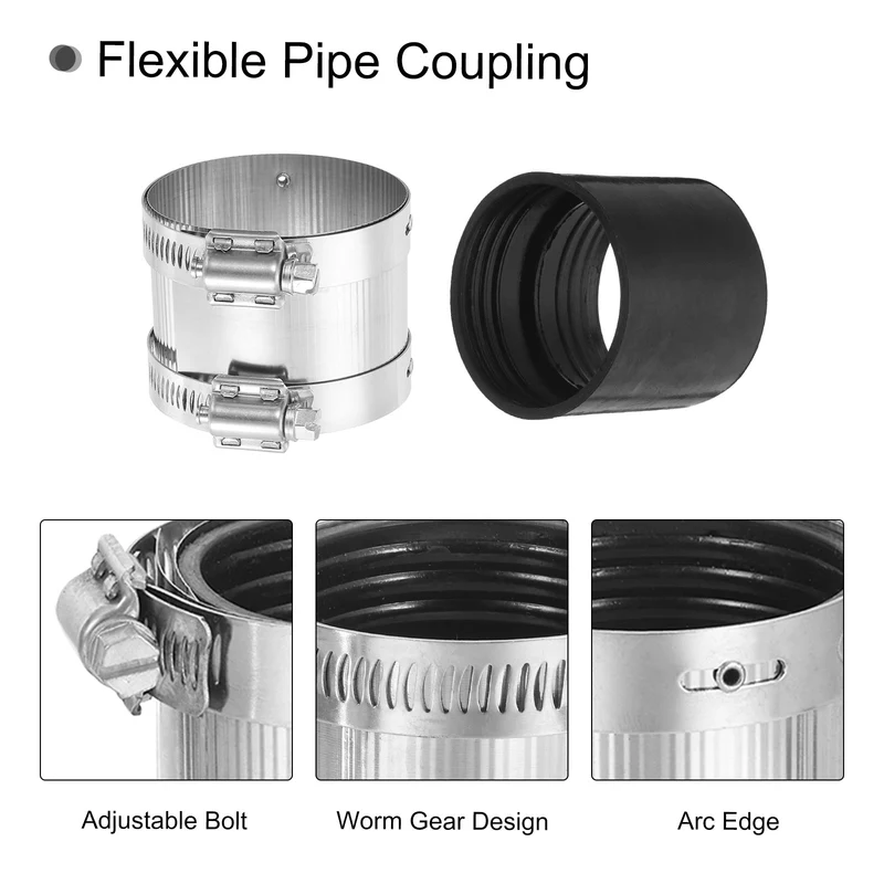 Hose Clamp, 53-61mm Stainless Steel Pipe Connector for PVC and Metal Pipes